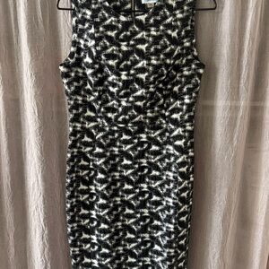 Calvin Klein Black and White Textured Midi Dress